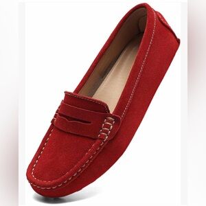 Red Suede Women's Loafers